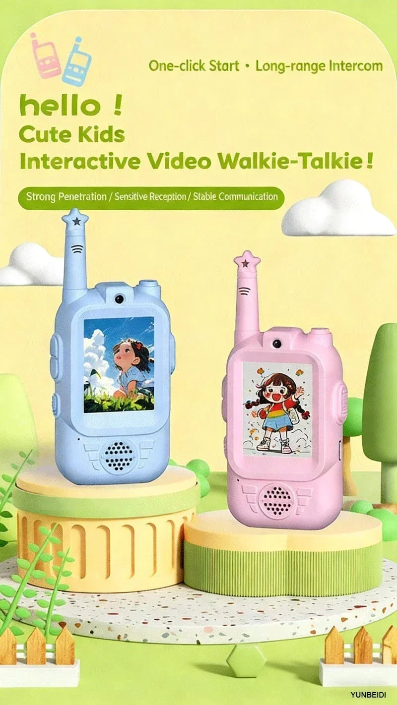 2PCS Kids Video Walkie Talkies HD Video Call Type-C Charging Intercom Toys No SIM Card Indoor Birthday Gift for Boys Girls Age3+