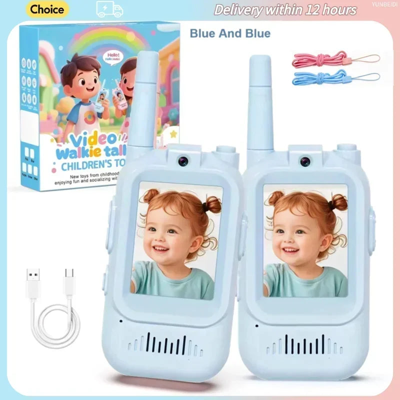 2PCS Kids Video Walkie Talkies HD Video Call Type-C Charging Intercom Toys No SIM Card Indoor Birthday Gift for Boys Girls Age3+