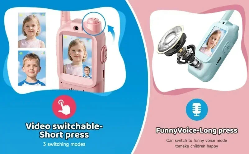 2PCS Kids Video Walkie Talkies HD Video Call Type-C Charging Intercom Toys No SIM Card Indoor Birthday Gift for Boys Girls Age3+