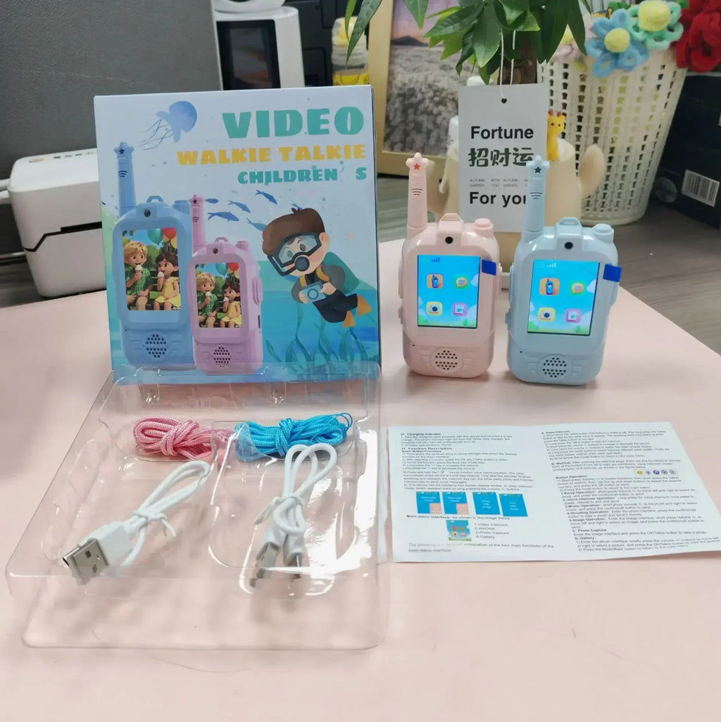 2PCS Kids Video Walkie Talkies HD Video Call Type-C Charging Intercom Toys No SIM Card Indoor Birthday Gift for Boys Girls Age3+