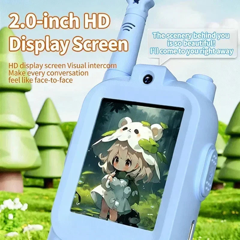 2PCS Kids Video Walkie Talkies HD Video Call Type-C Charging Intercom Toys No SIM Card Indoor Birthday Gift for Boys Girls Age3+