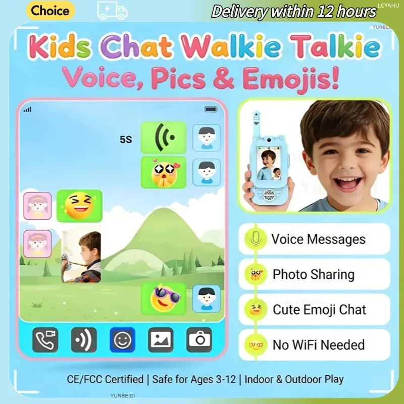 2PCS Kids Video Walkie Talkies HD Video Call Type-C Charging Intercom Toys No SIM Card Indoor Birthday Gift for Boys Girls Age3+