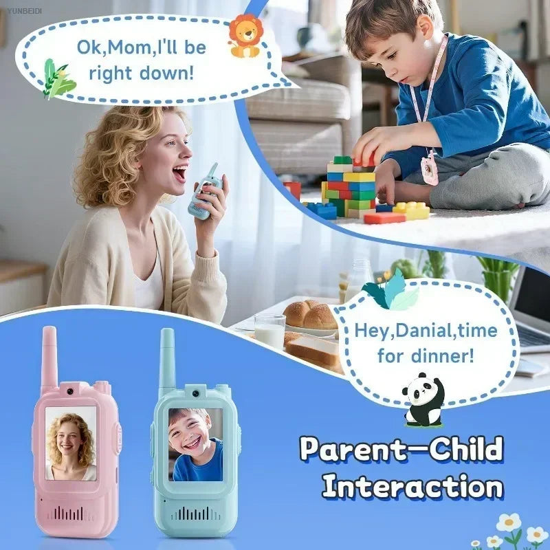 2PCS Kids Video Walkie Talkies HD Video Call Type-C Charging Intercom Toys No SIM Card Indoor Birthday Gift for Boys Girls Age3+