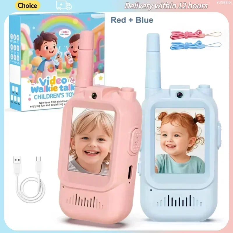2PCS Kids Video Walkie Talkies HD Video Call Type-C Charging Intercom Toys No SIM Card Indoor Birthday Gift for Boys Girls Age3+