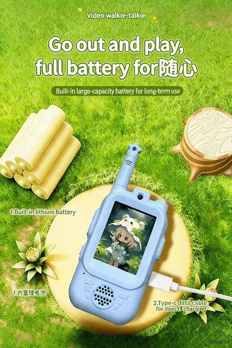 2PCS Kids Video Walkie Talkies HD Video Call Type-C Charging Intercom Toys No SIM Card Indoor Birthday Gift for Boys Girls Age3+
