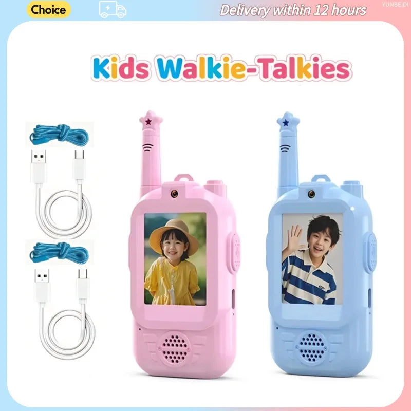 2PCS Kids Video Walkie Talkies HD Video Call Type-C Charging Intercom Toys No SIM Card Indoor Birthday Gift for Boys Girls Age3+