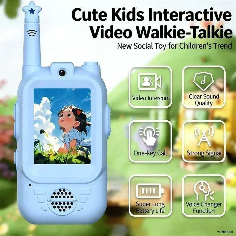 2PCS Kids Video Walkie Talkies HD Video Call Type-C Charging Intercom Toys No SIM Card Indoor Birthday Gift for Boys Girls Age3+