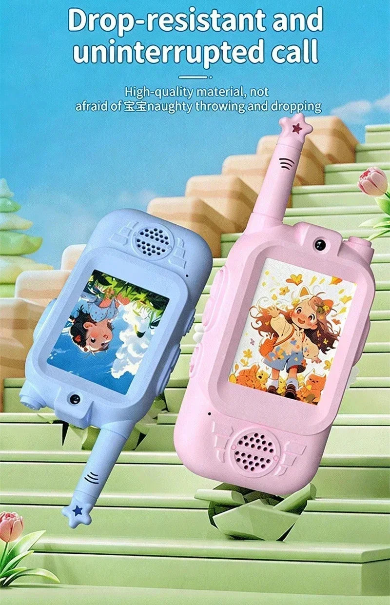 2PCS Kids Video Walkie Talkies HD Video Call Type-C Charging Intercom Toys No SIM Card Indoor Birthday Gift for Boys Girls Age3+