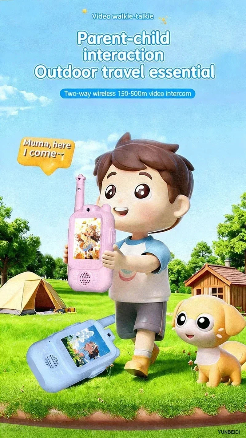2PCS Kids Video Walkie Talkies HD Video Call Type-C Charging Intercom Toys No SIM Card Indoor Birthday Gift for Boys Girls Age3+