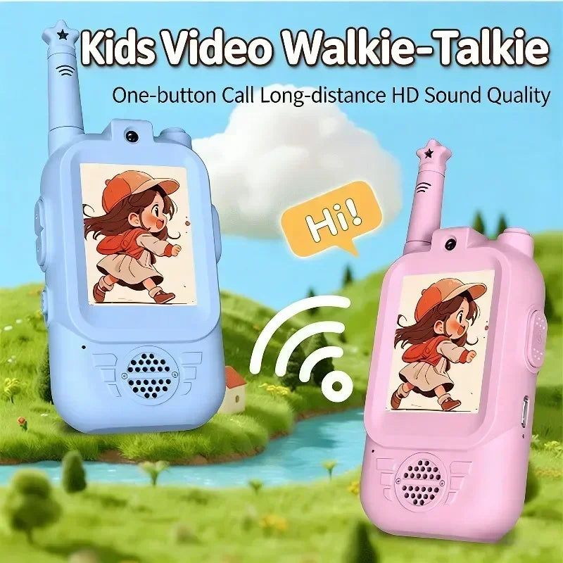 2PCS Kids Video Walkie Talkies HD Video Call Type-C Charging Intercom Toys No SIM Card Indoor Birthday Gift for Boys Girls Age3+