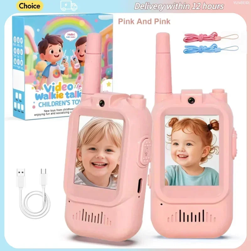 2PCS Kids Video Walkie Talkies HD Video Call Type-C Charging Intercom Toys No SIM Card Indoor Birthday Gift for Boys Girls Age3+