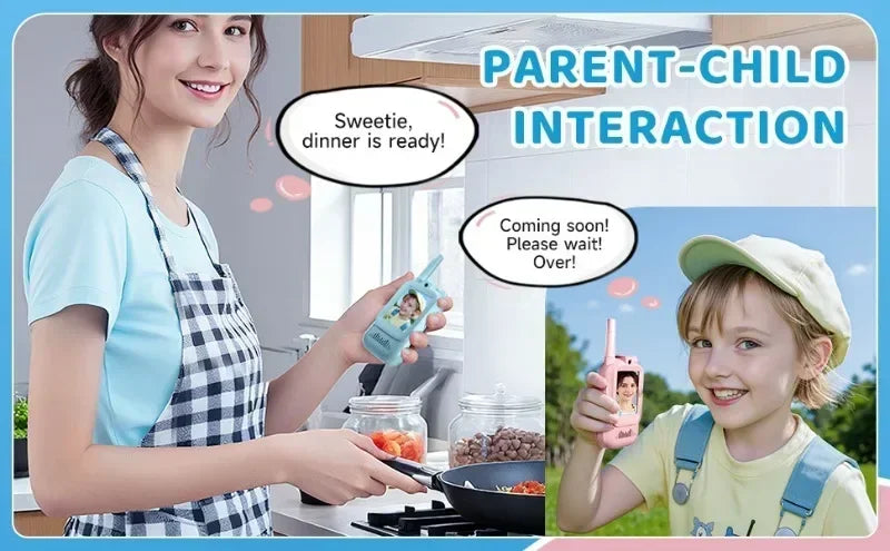 2PCS Kids Video Walkie Talkies HD Video Call Type-C Charging Intercom Toys No SIM Card Indoor Birthday Gift for Boys Girls Age3+